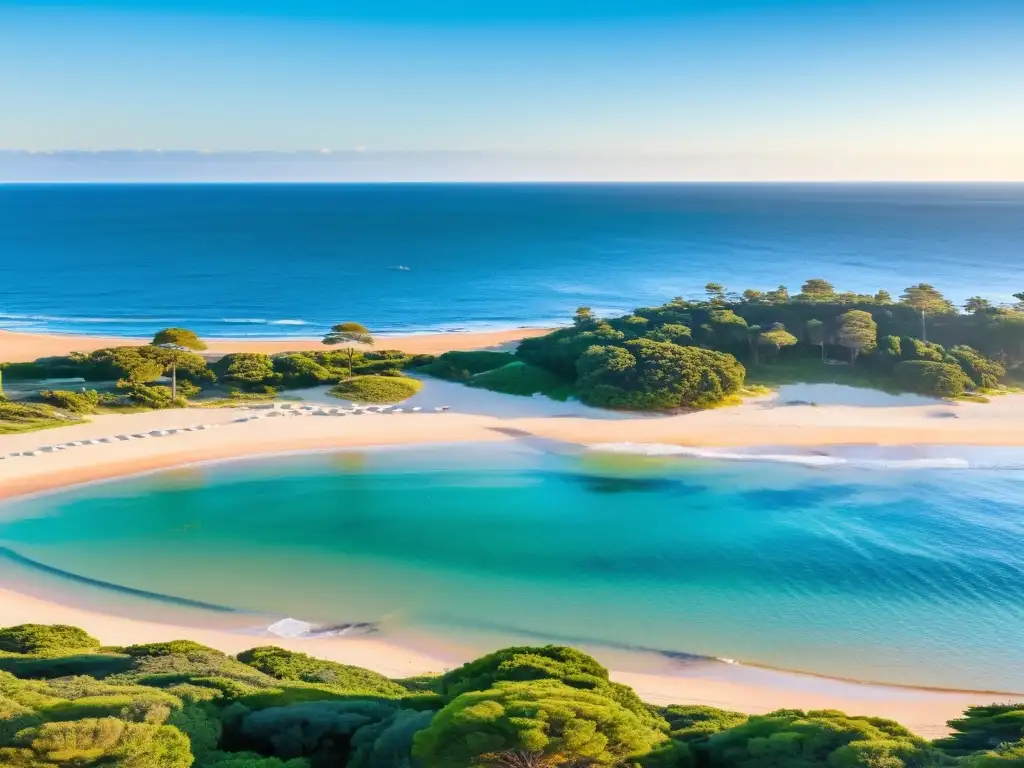 Vista panorámica de Punta del Este, Uruguay al atardecer, mezcla perfecta de arte, playa y ciudad para el turismo