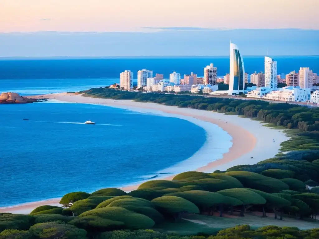 Vista panorámica de Punta del Este, Uruguay, al atardecer, con lugares ocultos esperando ser descubiertos en este viaje fotográfico