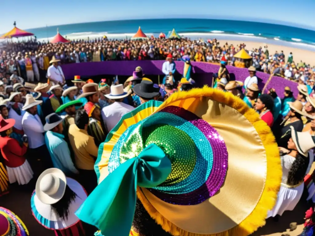 Vista panorámica del vibrante Carnaval de Uruguay, cultura y tradición en coloridos trajes y calles históricas de Montevideo